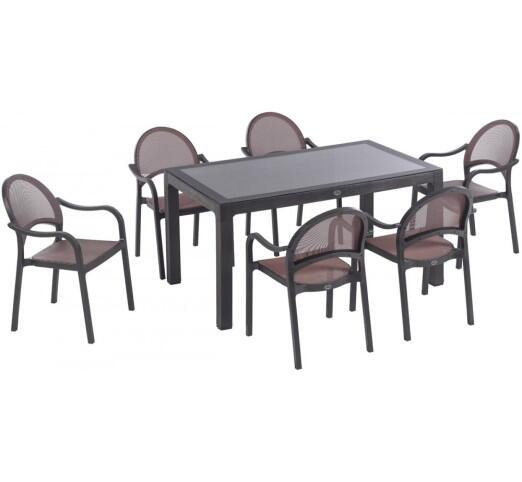 florida-trapezaria-150x90cm-28602-100675 Florida Tραπεζαρία σετ 7τμχ 90x150 Καφέ - Image 1