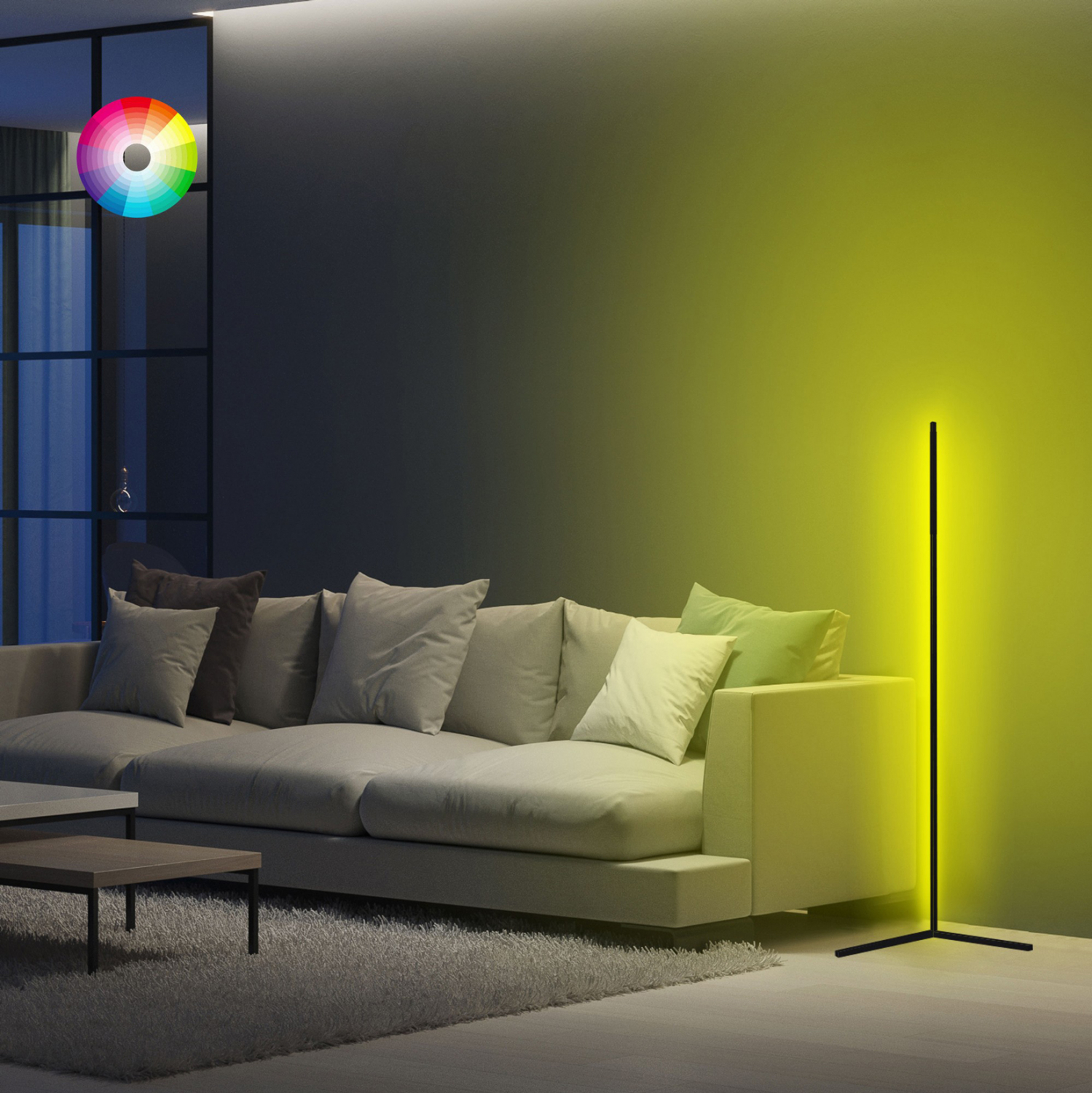 fotistiko-dapedoy-mayro-me-rgb-led-asyrm-64 Φωτιστικο Δαπεδου Μαυρο Με Rgb LED & Ασυρματο Χειριστηριο HM7309 30x30x120 Εκ. - Image 1