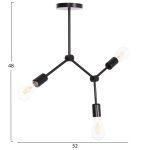 Φωτιστικο Οροφης 3-φωτο Lighty HM7404.11 Μεταλλο Σε Μαυρο 52x5x48υεκ. - Image 2