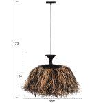 Φωτιστικο Οροφης Ordem HM4716 Καπελο Ινες Sisal & Μπανανας-Μαυρο & Φυσικο φ60x50υεκ - Image 2