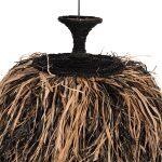 Φωτιστικο Οροφης Ordem HM4716 Καπελο Ινες Sisal & Μπανανας-Μαυρο & Φυσικο φ60x50υεκ - Image 3