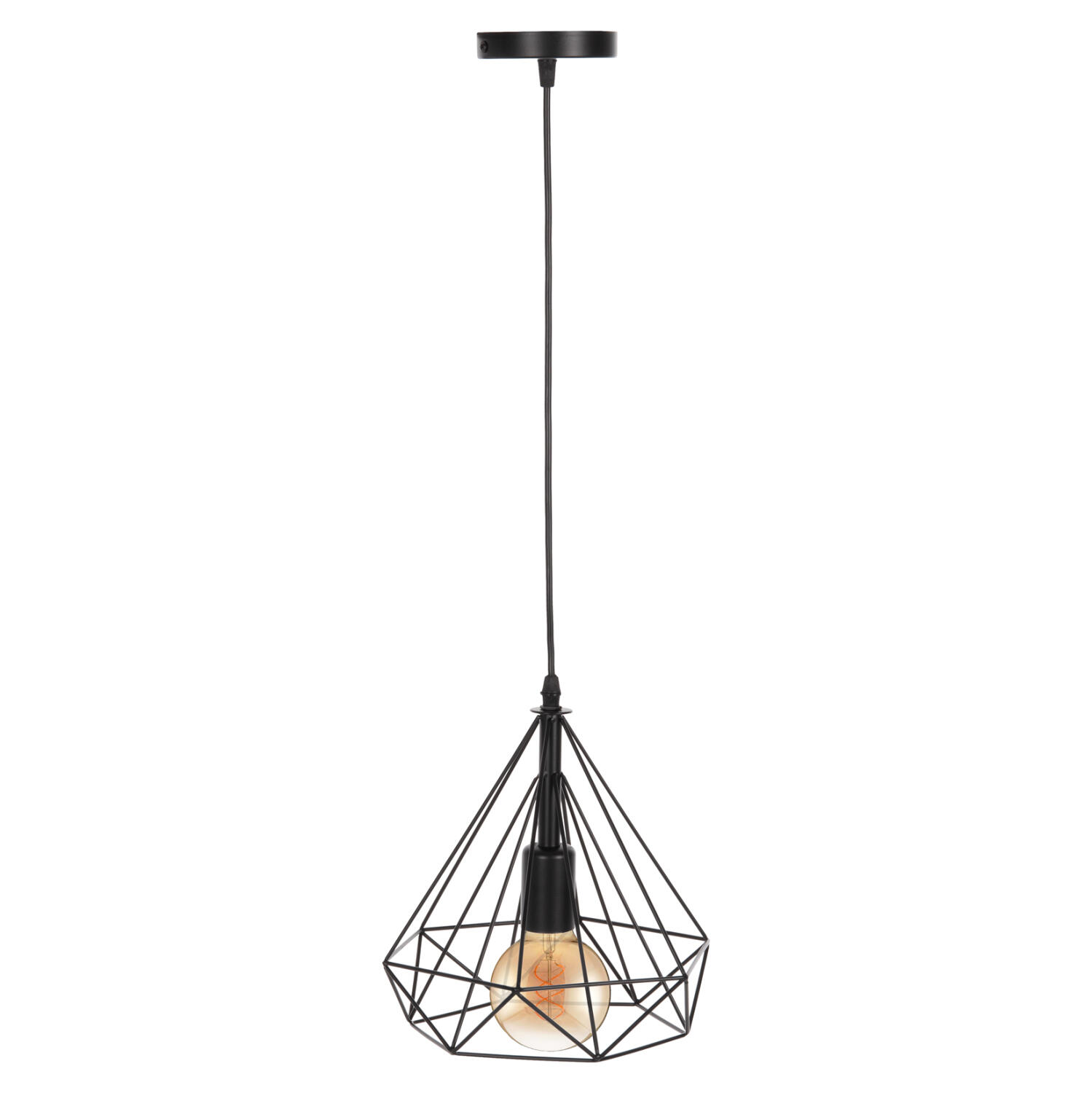 fotistiko-orofis-kremasto-fb94063-mayro- Φωτιστικο Οροφης Κρεμαστο HM4063 Μαυρο Μεταλλικο Καπελο 25x22x123υεκ. - Image 1