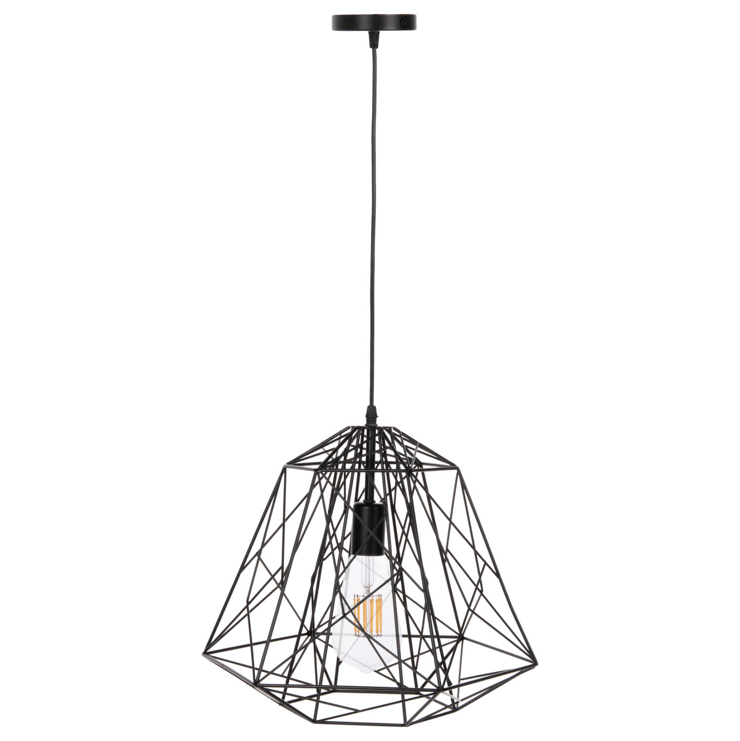 fotistiko-orofis-kremasto-fb94066-mayro- Φωτιστικο Οροφης Κρεμαστο HM4066 Μαυρο Μεταλλικο Καπελο 39x34x130υεκ. - Image 1