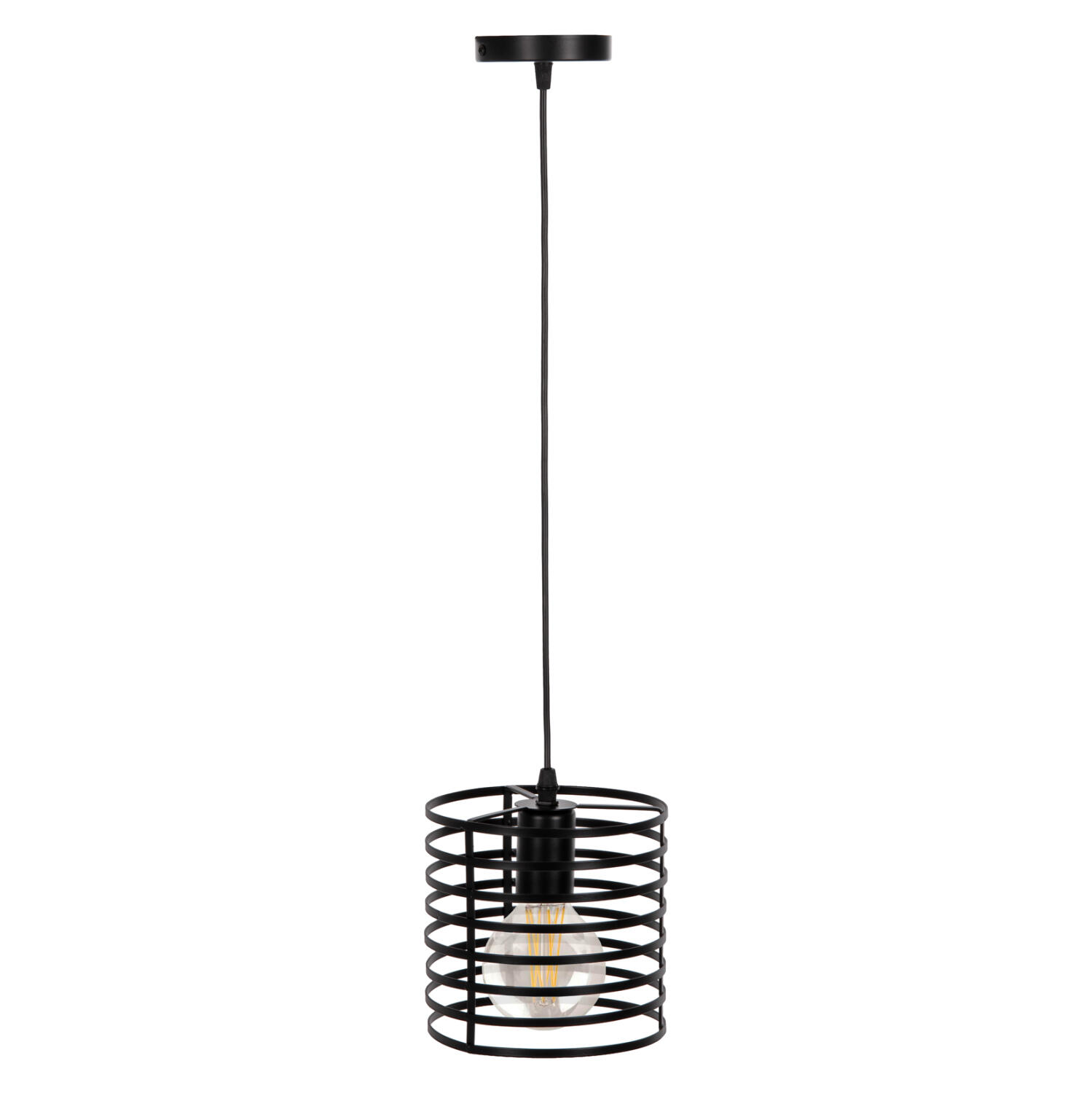 fotistiko-orofis-kremasto-fb94090-mayro- Φωτιστικο Οροφης Κρεμαστο HM4090 Μαυρο Κυλινδρικο Μεταλλικο Καπελο φ16x124yεκ. - Image 1