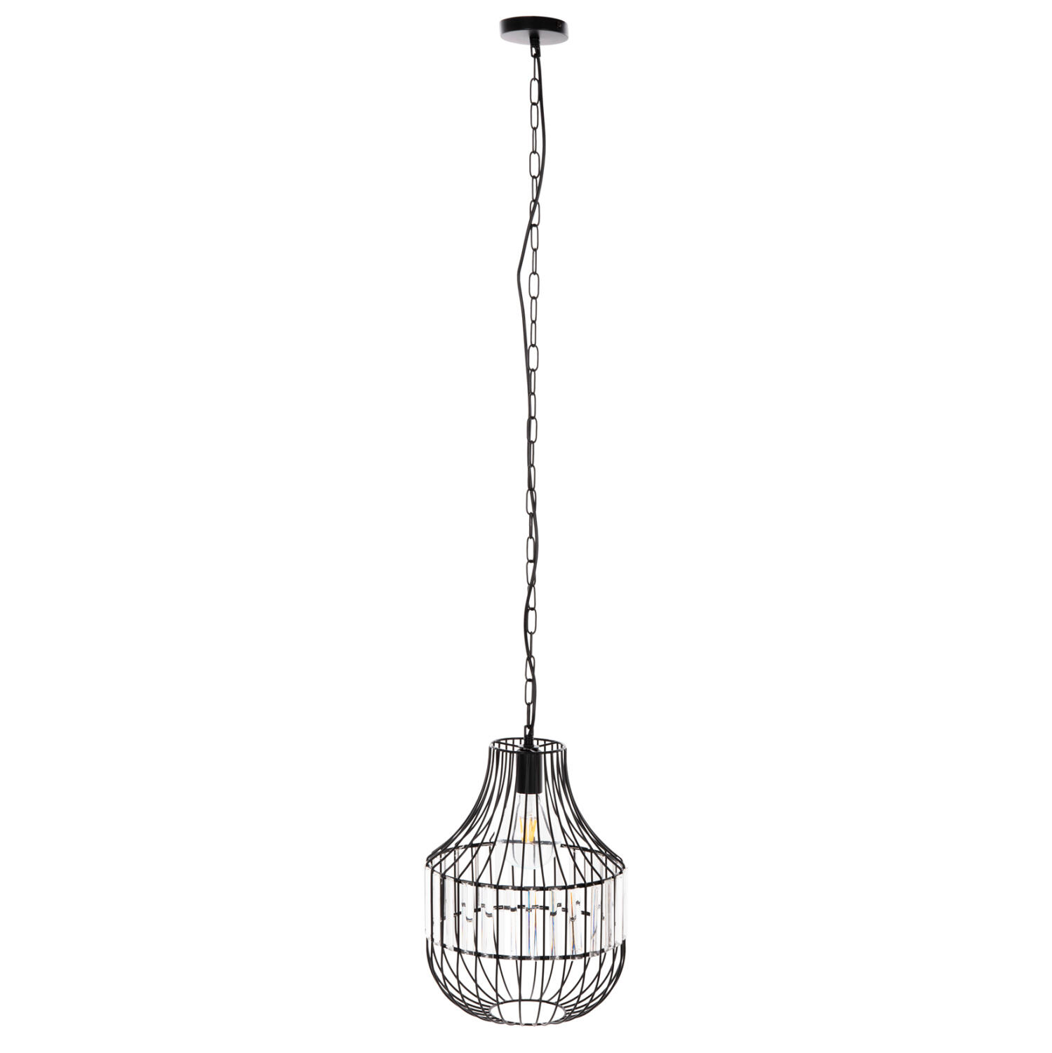 fotistiko-orofis-kremasto-fb94093-metall Φωτιστικο Οροφης Κρεμαστο HM4093 Μεταλλικο Μαυρο Και Γυαλι φ29x38-137yεκ. - Image 1
