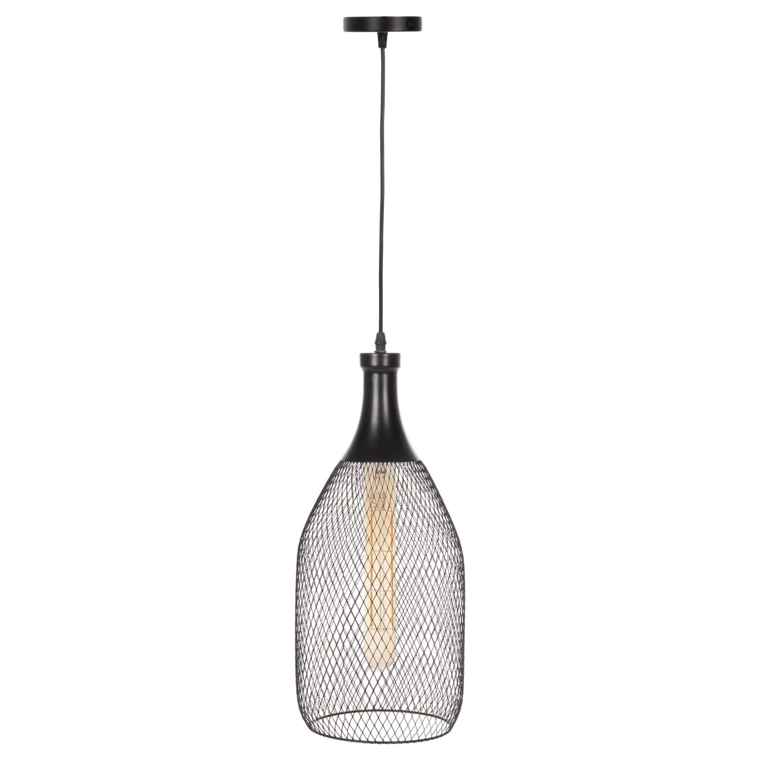 fotistiko-orofis-kremasto-fb94105-mayro- Φωτιστικο Οροφης Κρεμαστο HM4105 Μαυρο Μεταλλικο Καπελο φ20x145υεκ. - Image 1