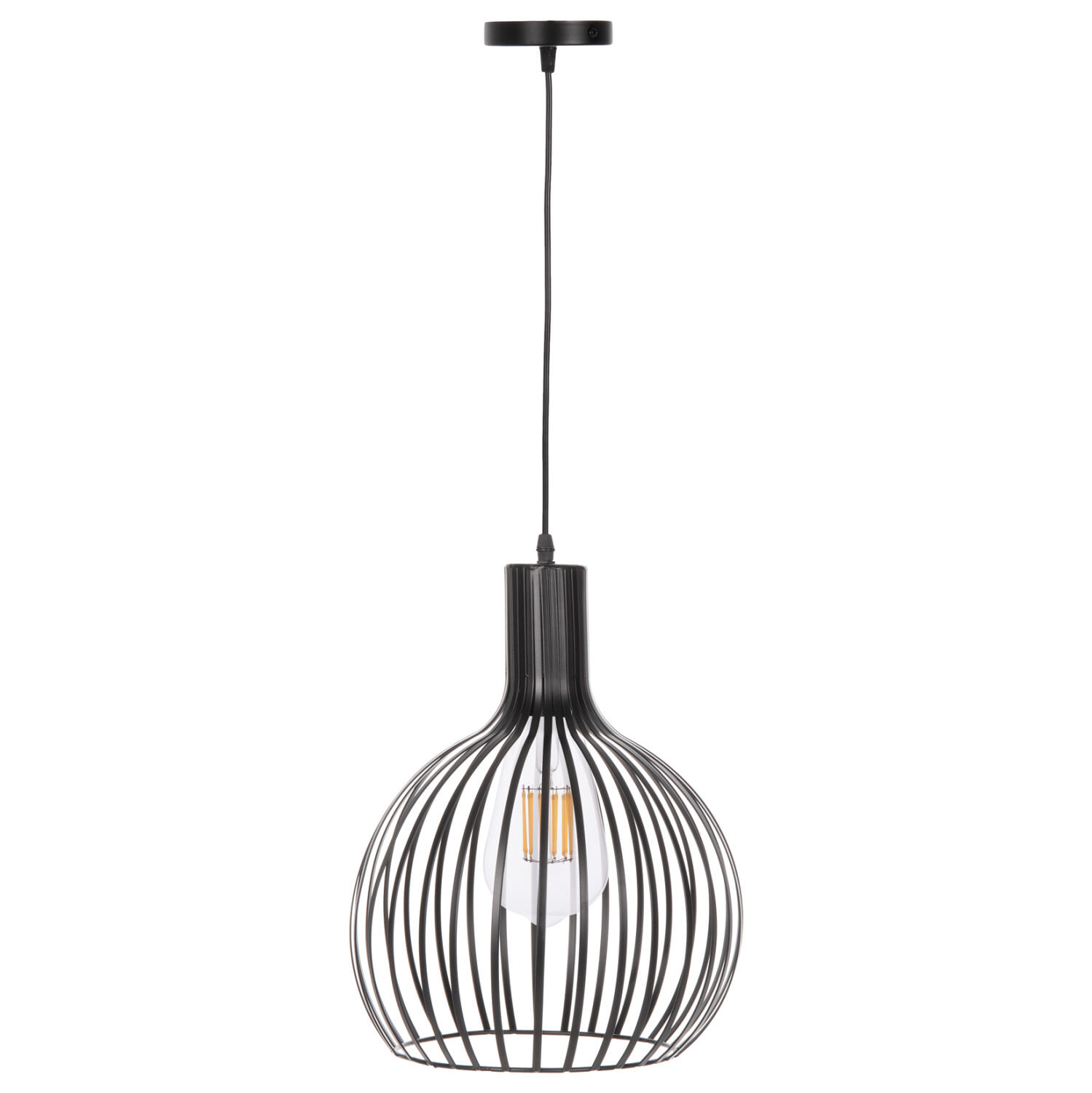 fotistiko-orofis-kremasto-fb94164-mayro- Φωτιστικο Οροφης Κρεμαστο HM4164 Μαυρο Μεταλλικο Καπελο φ28x138υεκ. - Image 1
