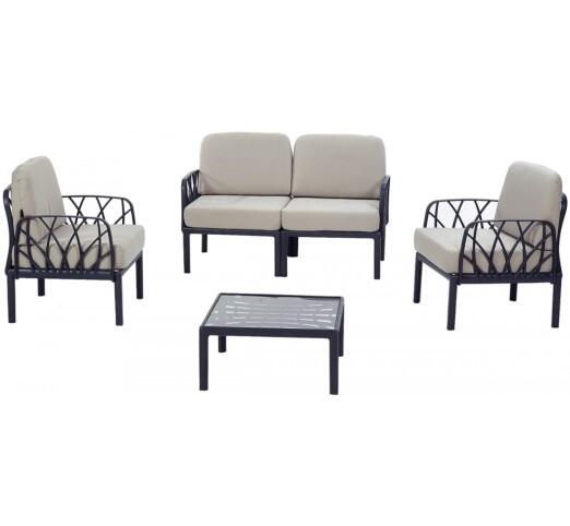 garda-ii-pp-set-4tmch-17886-95196 Garda II σετ 4τμχ Πολυπροπυλενίου Ανθρακί/μπεζ - Image 1
