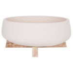Γλαστρα Ες.χωρου Frello HM4674.02M Λευκο Fiber Cement--Teak Βαση 27x26,5x12υεκ. - Image 3