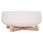 Γλαστρα Ες.χωρου Frello HM4674.02M Λευκο Fiber Cement--Teak Βαση 27x26,5x12υεκ. - Image 6