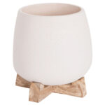 Γλαστρα Ες.χωρου Frello HM4674.02S Λευκο Fiber Cement--Teak Βαση 14,5x14,5x16υεκ.