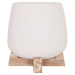 Γλαστρα Ες.χωρου Frello HM4674.02S Λευκο Fiber Cement--Teak Βαση 14,5x14,5x16υεκ. - Image 3