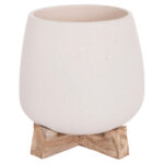 Γλαστρα Ες.χωρου Frello HM4674.02S Λευκο Fiber Cement--Teak Βαση 14,5x14,5x16υεκ. - Image 5