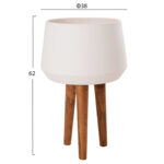 Γλαστρα Εσωτ.χωρου Quan HM4680.02L Fiber Cement Λευκο--Βαση Teak φ38x62υεκ - Image 2