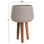 Γλαστρα Εσωτ.χωρου Quan HM4680.03L Fiber Cement Γκρι--Βαση Teak φ38x62υεκ - Image 2