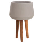 Γλαστρα Εσωτ.χωρου Quan HM4680.03L Fiber Cement Γκρι--Βαση Teak φ38x62υεκ