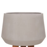Γλαστρα Εσωτ.χωρου Quan HM4680.03L Fiber Cement Γκρι--Βαση Teak φ38x62υεκ - Image 5
