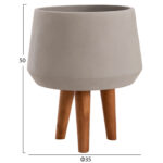 Γλαστρα Εσωτ.χωρου Quan HM4680.03M Fiber Cement Γκρι--Βαση Teak φ35x50υεκ - Image 2