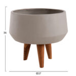 Γλαστρα Εσωτ.χωρου Quan HM4680.03S Fiber Cement Γκρι--Βαση Teak φ37x36υεκ - Image 2