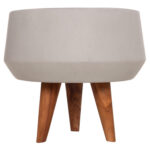 Γλαστρα Εσωτ.χωρου Quan HM4680.03S Fiber Cement Γκρι--Βαση Teak φ37x36υεκ - Image 3