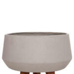 Γλαστρα Εσωτ.χωρου Quan HM4680.03S Fiber Cement Γκρι--Βαση Teak φ37x36υεκ - Image 4