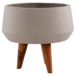 Γλαστρα Εσωτ.χωρου Quan HM4680.03S Fiber Cement Γκρι--Βαση Teak φ37x36υεκ - Image 6