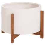 Γλαστρα/Κασπο Εσωτ.χωρου Hoff HM4682.02L Fiber Cement Λευκο-Teak Βαση φ50x35υεκ