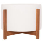 Γλαστρα/Κασπο Εσωτ.χωρου Hoff HM4682.02L Fiber Cement Λευκο-Teak Βαση φ50x35υεκ - Image 3
