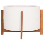 Γλαστρα/Κασπο Εσωτ.χωρου Hoff HM4682.02L Fiber Cement Λευκο-Teak Βαση φ50x35υεκ - Image 4