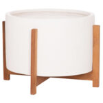 Γλαστρα/Κασπο Εσωτ.χωρου Hoff HM4682.02L Fiber Cement Λευκο-Teak Βαση φ50x35υεκ - Image 7