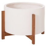 Γλαστρα/Κασπο Εσωτ.χωρου Hoff HM4682.02L Fiber Cement Λευκο-Teak Βαση φ50x35υεκ - Image 8