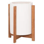Γλαστρα/Κασπο Εσωτ.χωρου Hoff HM4682.02S Fiber Cement Λευκο-Teak Βαση φ33x42υεκ