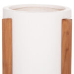 Γλαστρα/Κασπο Εσωτ.χωρου Hoff HM4682.02S Fiber Cement Λευκο-Teak Βαση φ33x42υεκ - Image 4