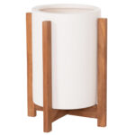 Γλαστρα/Κασπο Εσωτ.χωρου Hoff HM4682.02S Fiber Cement Λευκο-Teak Βαση φ33x42υεκ - Image 8
