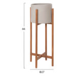 Γλαστρα Εσωτ.χωρου Rentil HM4684.03L Fiber Cement Χρωμα Γκρι--Βαση Teak φ27x66υ - Image 2