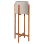 Γλαστρα Εσωτ.χωρου Rentil HM4684.03L Fiber Cement Χρωμα Γκρι--Βαση Teak φ27x66υ