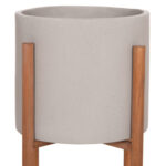 Γλαστρα Εσωτ.χωρου Rentil HM4684.03L Fiber Cement Χρωμα Γκρι--Βαση Teak φ27x66υ - Image 4