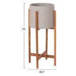 Γλαστρα Εσωτ.χωρου Rentil HM4684.03S Fiber Cement Χρωμα Γκρι--Βαση Teak φ27x56υ - Image 2