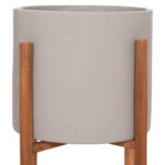 Γλαστρα Εσωτ.χωρου Rentil HM4684.03S Fiber Cement Χρωμα Γκρι--Βαση Teak φ27x56υ - Image 4