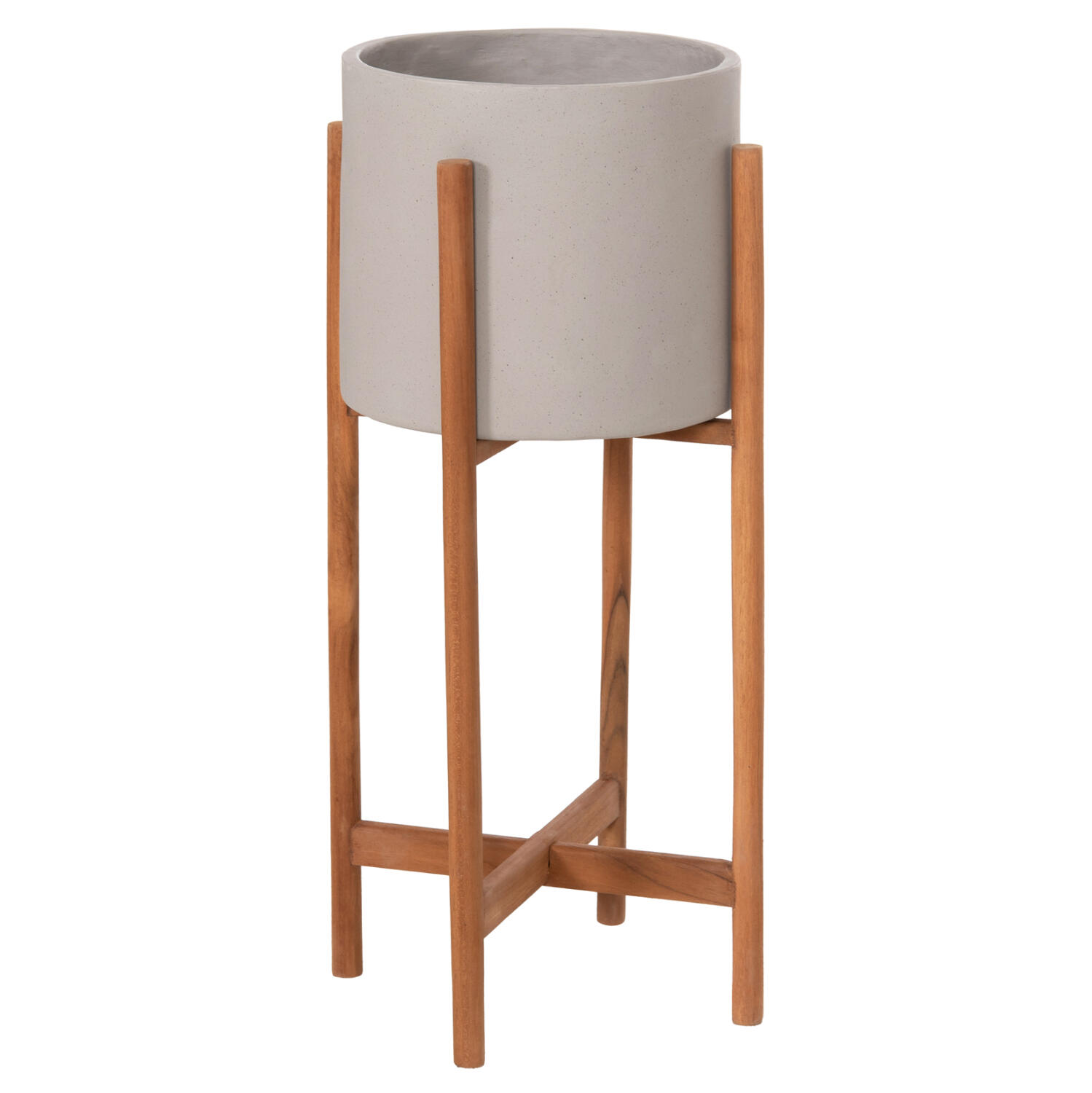 glastra-esotchoroy-fb9468403s-fiber-ceme Γλαστρα Εσωτ.χωρου Rentil HM4684.03S Fiber Cement Χρωμα Γκρι--Βαση Teak φ27x56υ - Image 1