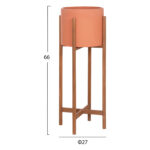 Γλαστρα Εσωτ.χωρου Rentil HM4684.08L Fiber Cement Χρωμα Τερακοτα--Βαση Teak φ27x66υ - Image 2