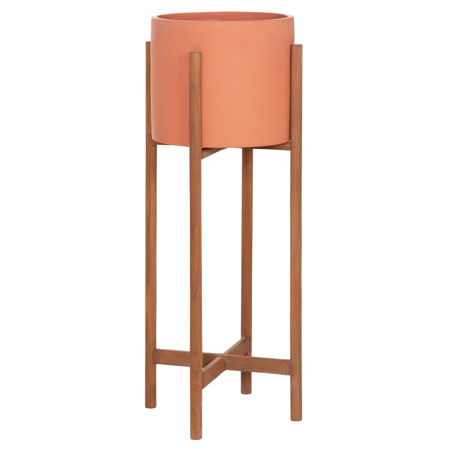 glastra-esotchoroy-fb9468408l-fiber-ceme Γλαστρα Εσωτ.χωρου Rentil HM4684.08L Fiber Cement Χρωμα Τερακοτα--Βαση Teak φ27x66υ - Image 1