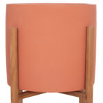 Γλαστρα Εσωτ.χωρου Rentil HM4684.08S Fiber Cement Χρωμα Τερακοτα--Βαση Teak φ27x56υ - Image 4