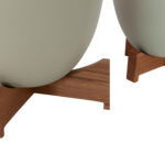 Γλαστρες Σετ 2τμχ Seon HM4686.09 Terracotta Σε Λευκο & Πρασινο--Teak Βαση - Image 7