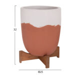 Γλαστρες Σετ 2τμχ Seon HM4686.08 Terracotta Σε Λευκο & Τερακοτα--Teak Βαση - Image 2
