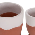 Γλαστρες Σετ 2τμχ Seon HM4686.08 Terracotta Σε Λευκο & Τερακοτα--Teak Βαση - Image 8