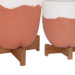 Γλαστρες Σετ 2τμχ Seon HM4686.08 Terracotta Σε Λευκο & Τερακοτα--Teak Βαση - Image 9