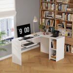 Γωνιακο Γραφειο Shig HM2135.03 MDF Σε Λευκο 140x120x75υεκ - Image 4
