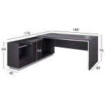 Γραφειο Επαγγελματικο Αριστερη Γωνια Rosewood HM2086L 180x170x76υ Εκ. - Image 2