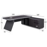 Γραφειο Επαγγελματικο Δεξια Γωνια Rosewood HM2084R 220x180x76υ Εκ. - Image 2